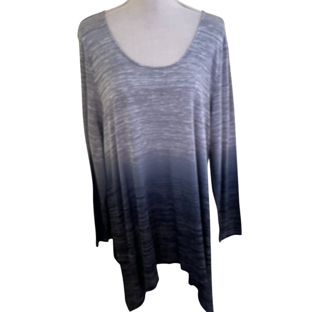 torrid Blue/Grey Dip Dye Asymmetrical Hem Scoop Neck Tunic 2X